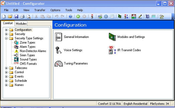 Screen shot of the Cytech Comfigurator software. 