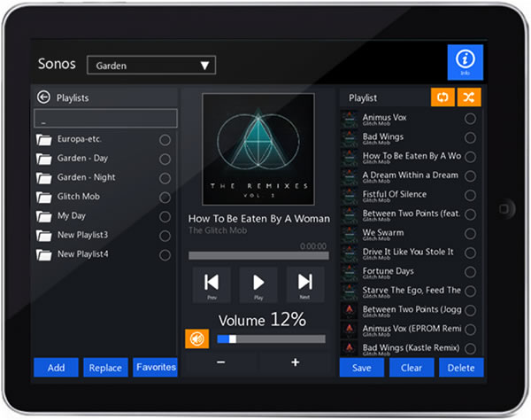 Example of interface for Sonos using iRidium Script.