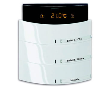 Example of a single-gang KNX heating and lighting keypad.