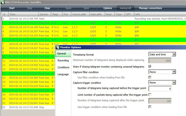 The KNX Long Term Recorder has various options for monitoring.