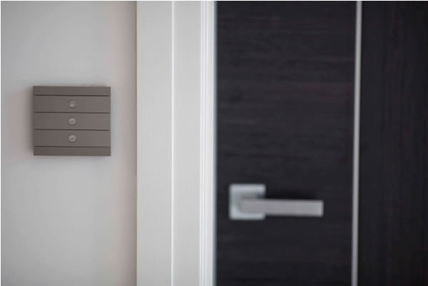 The ABB Prion switch can be used to control the light, temperature and consumer electronics in each room.