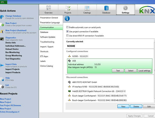 KNX USB connection