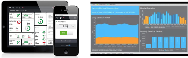 Commercial energy visualisation options from KNXserver (left) and NETxAutomation (right).