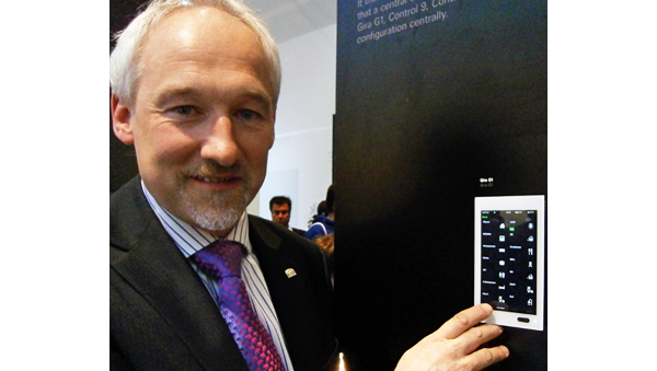 Gira's David Edwards demonstrates the G1 touchscreen.