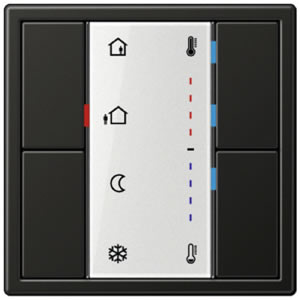 Display-less room temperature controller.