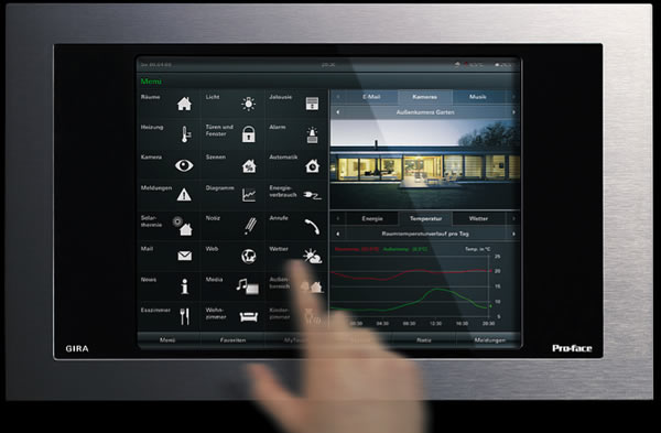 Whole-house visualisation and control with KNX using one touchscreen.