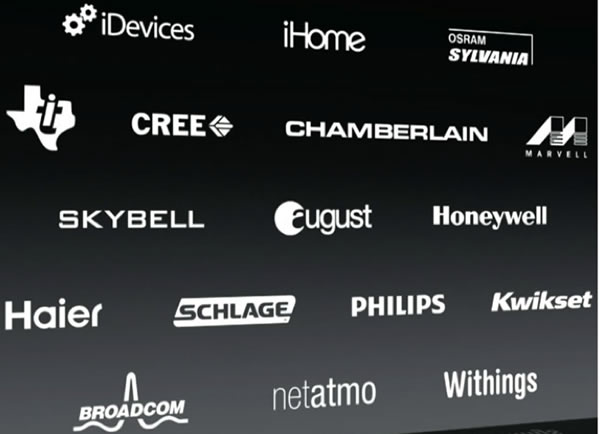 Some of the manufacturers and brands involved with HomeKit.