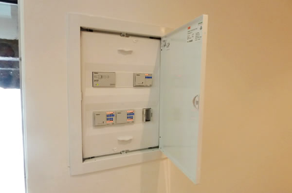 The completed enclosure for the KNX lighting actuators.