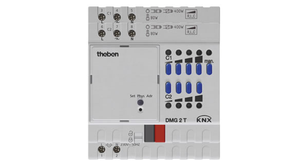 The Theben DMG 2T two-way universal dimmer actuator is just one example of a KNX device that offers a manual mode.