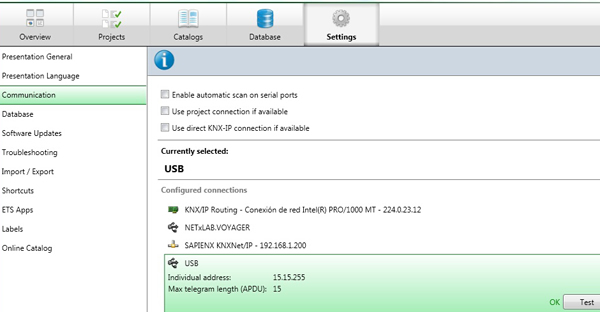 Where to find the local interface configuration in ETS4.