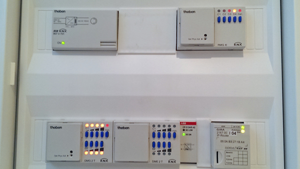 The first panel from phase one with addition of a KNX IP router.