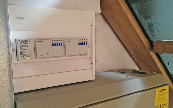 The KNX actuators to which the panel heaters have been terminated.