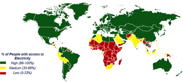 Electrification rate by country. Source: Global Energy Network Institute.