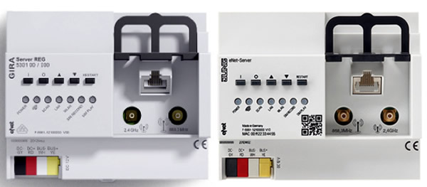 Gira eNet server (left) and Jung eNet server (right).