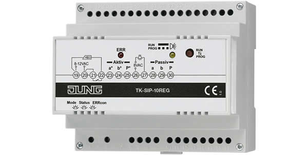 The Jung TKM SIP gateway is an interface for the VoIP connection of remote stations via Session Initiation Protocol (SIP).