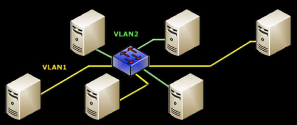 This VLAN-capable switch has been configured with two VLANs. Each VLAN acts as a separate network.