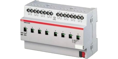ABB switching actuator with 20A C-Load for on/off control of heating loads.