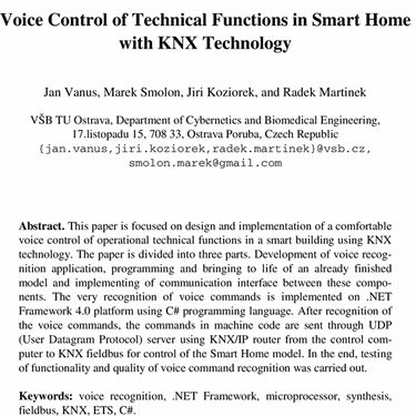 Voice Control of Technical Functions in Smart Home with KNX Technology