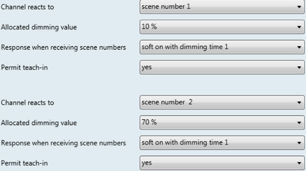 Parameters to set within the actuator.