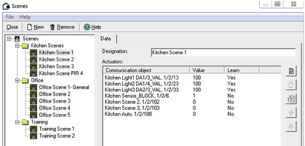 A scene within the Gira HomeServer.