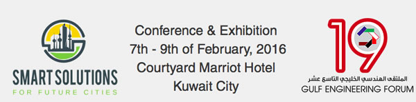 The Smart Solutions for Future Cities Conference and Exhibition will take place 7-9 February 2016 at the Courtyard Marriot Hotel in Kuwait City.