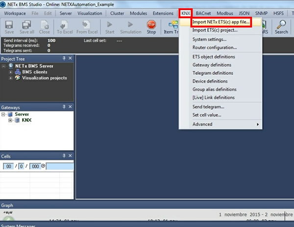 Step 3 - Select NETx App file to Import KNX project data into the BMS Server Studio.