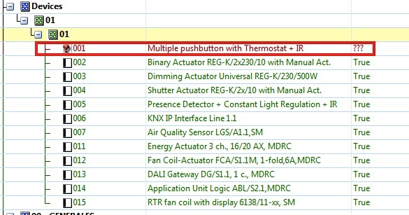 One single device is not found by the BMS. Temporarily, its status is UNKNOWN.