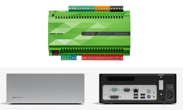 (Top) the Loxone Miniserver and (bottom) the Gira HomeServer.