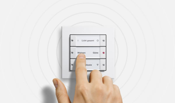 Example of wireless KNX lighting keypad from Gira.