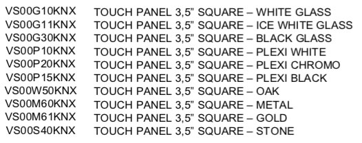 3025-touch-panel-order-codes