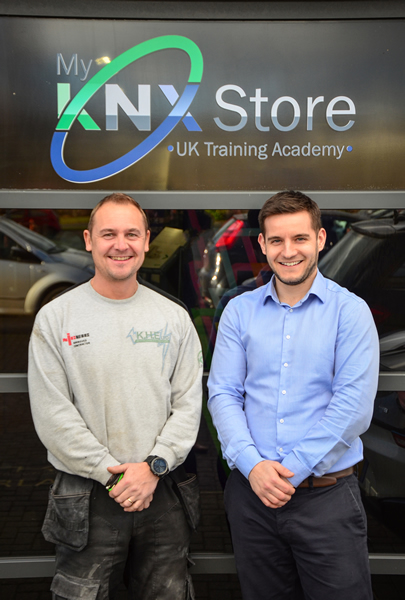 Gary Warne, owner of Kenton House Electricals Limited and Paul Kinghorn, General Manager, KNX Building Technologies, Park Electrical Distributors