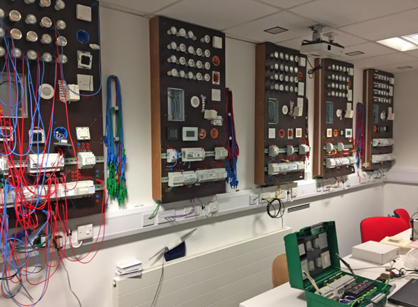 The new training room, complete with practice hardware, has already been put into action, and looks set to become a busy centre for KNX training courses, workshops, and open days. 