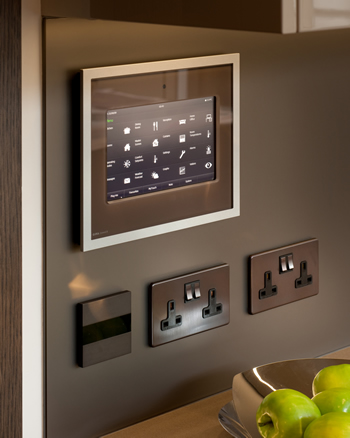 The Gira Control 9 Client is used for controlling lighting, heating, blinds, curtains, drapes and other ambient systems (image courtesy of Redrow Homes London).