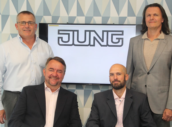 Team Jung UK comprising (left to right) Paul Spicer (Technical Manager), Graham Oliver (Managing Director), Paul Brooks ACA (Finance Manager) and Michael Seeland (Technical Support).