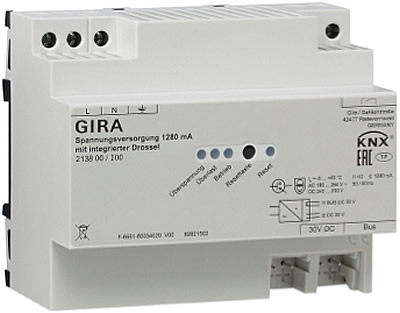 The Gira 2138 00 1280mA KNX power supply.