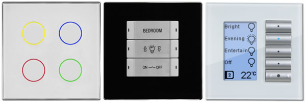 KNX keypads are available in various designs, with different types of user feedback and labelling or engraving options.