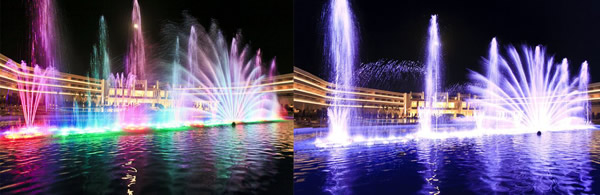 Inner court pool light show at Princess Andriana Hotel.