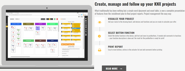 The KNX Project Management Tool from Bemi allows you to specify the text that will be engraved on buttons and the functions of each button.