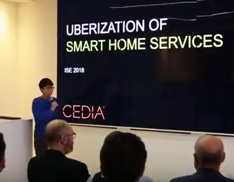 CE Pro producer and CEDIA Fellow and Tech Council member, Julie Jacobson, presenting at ISE 2018.