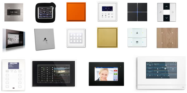 Just some of the numerous stylish KNX user interfaces on the market.
