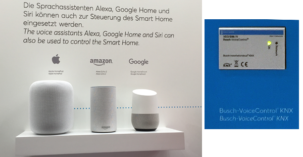 The ABB Busch-VoiceControl KNX bridge to Amazon Echo, Google Home and Apple HomeKit.