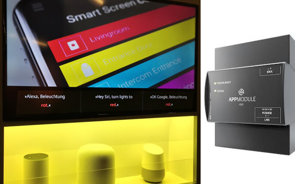 Demo of the BAB voice control functionality and Smart Screens smartphone app (left) and the BAB Appmodule (right).