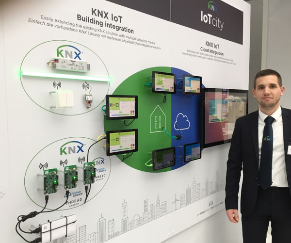 Slide from Franz Kammerl's presentation showing how KNX fits into the IoT.