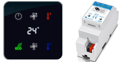 (Left) the new KNX Secure glass touch sensor from Controltronic and (right) the KNX IP Secure router from Enertex.