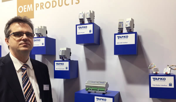 Tapko CEO Klaus Adler proudly presenting Tapko's range of KNX Secure products.