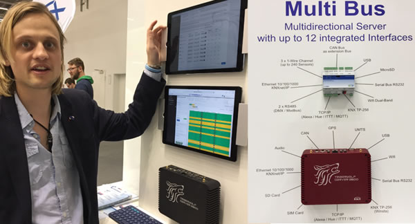 Wiregate's Julian Zibis demonstrating the Timberwolf Server 23600 multibus gateway.