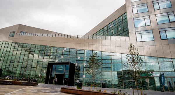 Entrance to the Urban Sciences Building.