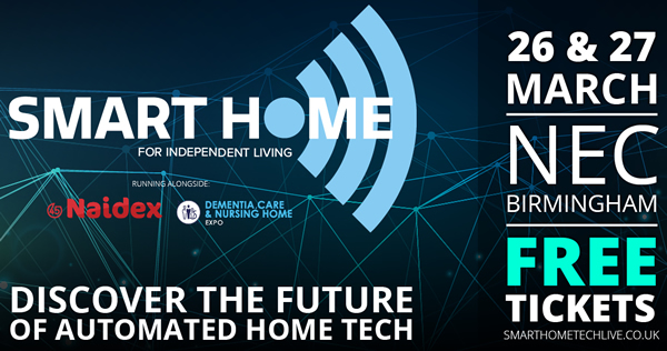 The Smart Home for Independent Living show and conference will take place at the NEC in Birmingham, UK, 26-27 March 2019. Registration is free.