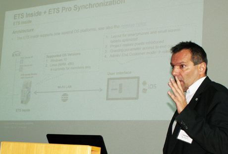 KNX Association Tool Manager, André Hänel, presenting ETS Inside updates.