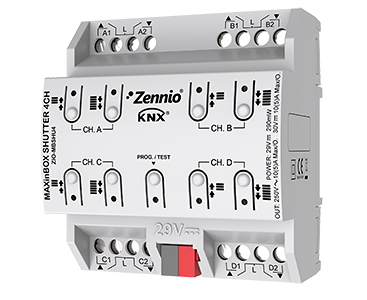 The MAXinBOX Shutter 4CH from Zennio is an example of an actuator for controlling shutters.